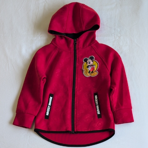 Disney Other - disney junior mickey mouse red zip-up scuba hoodie sweatshirt boys size 4